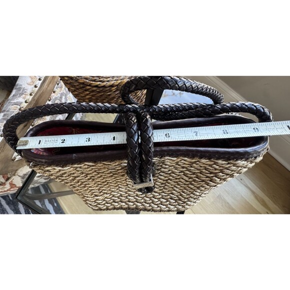 BRIGHTON Woven Rope Basket Weave Leather Trim Silver Heart & Charms Purse - Picture 8 of 10